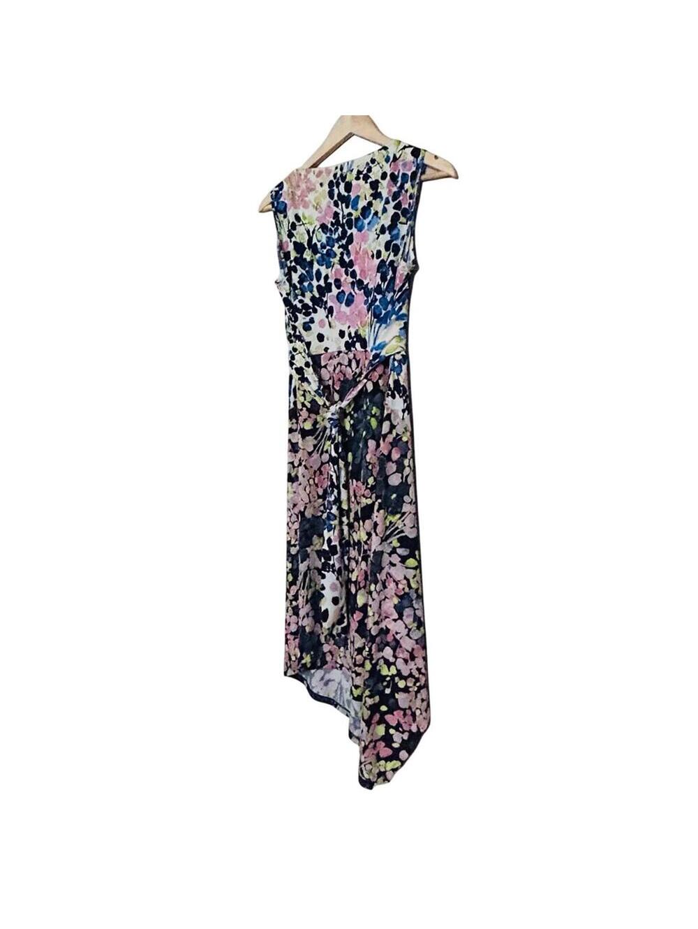 BCBGMAXAZRIA Sleeveless Asymmetrical Floral Spring Summer Dress M Multicolor - Picture 5 of 7